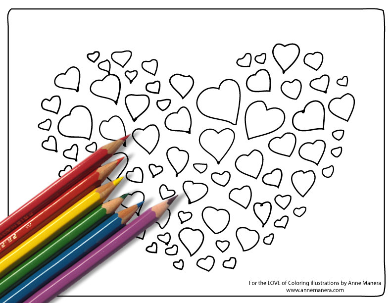 Coloring for Adults Printable Hearts Digital Adult Coloring Page