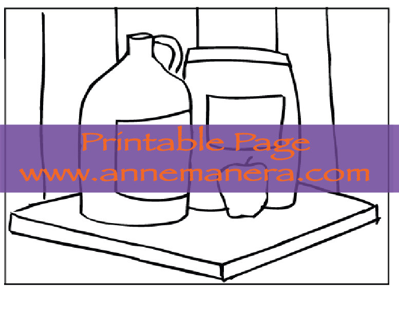 Printable Still Life Coloring Page by Anne Manera pdf file digital ...